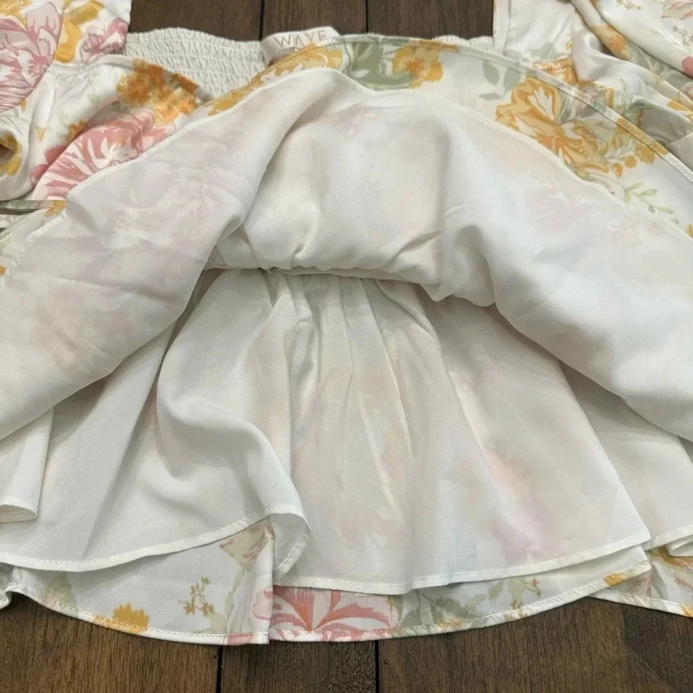 WAYF peasant floral Terry Top in yellow mini roses. Medium. - Picture 6 of 11